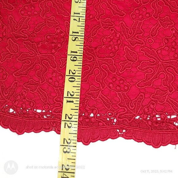 TALBOTS CORDED LACE L/S TANK ROUND NECK 100% COTTON LINED CANDY APPLE RED MEDIUM - Picture 10 of 11
